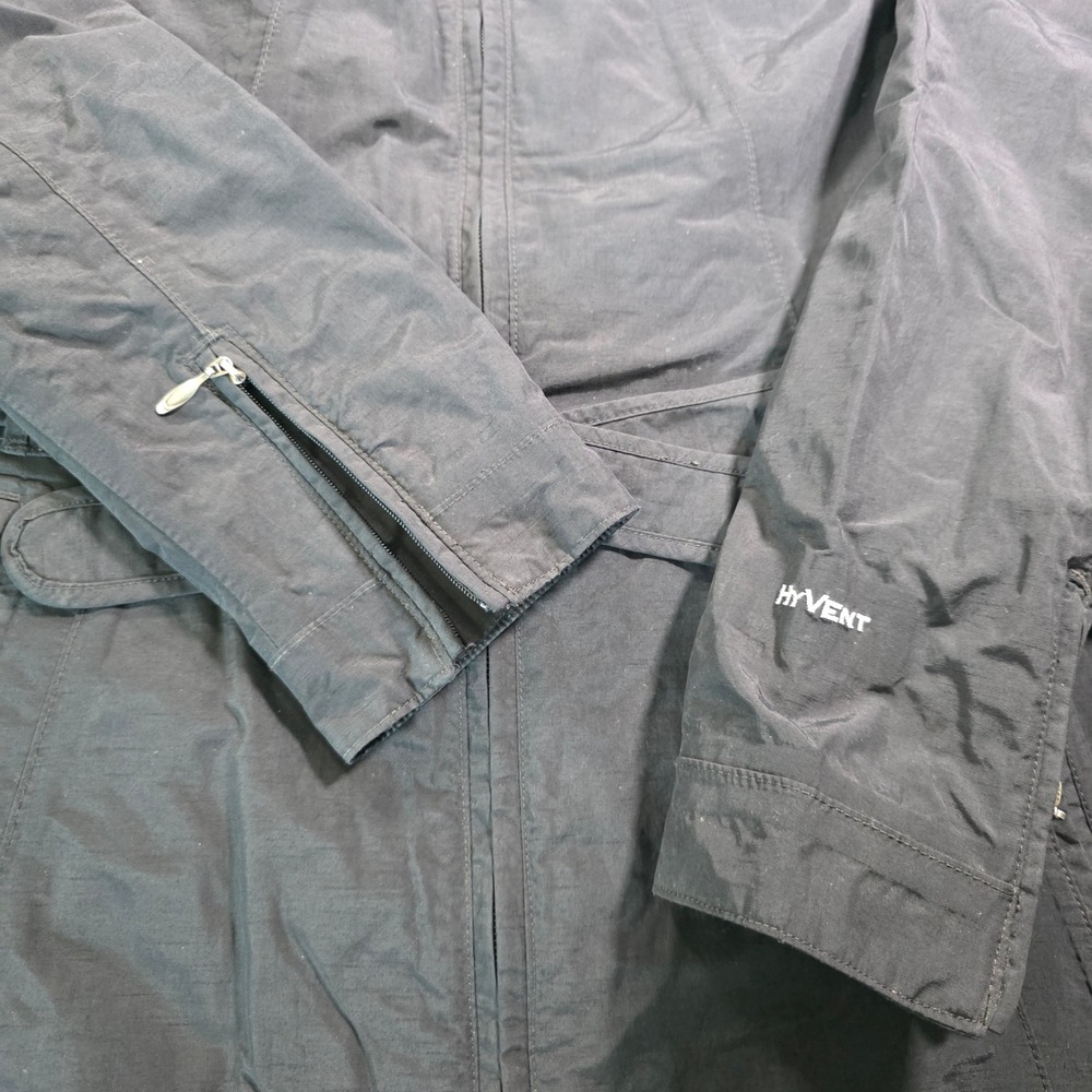 The North Face Womens HyVent Belted Rain Jacket Black Hooded Size S/ M Full Zip - Picture 8 of 11